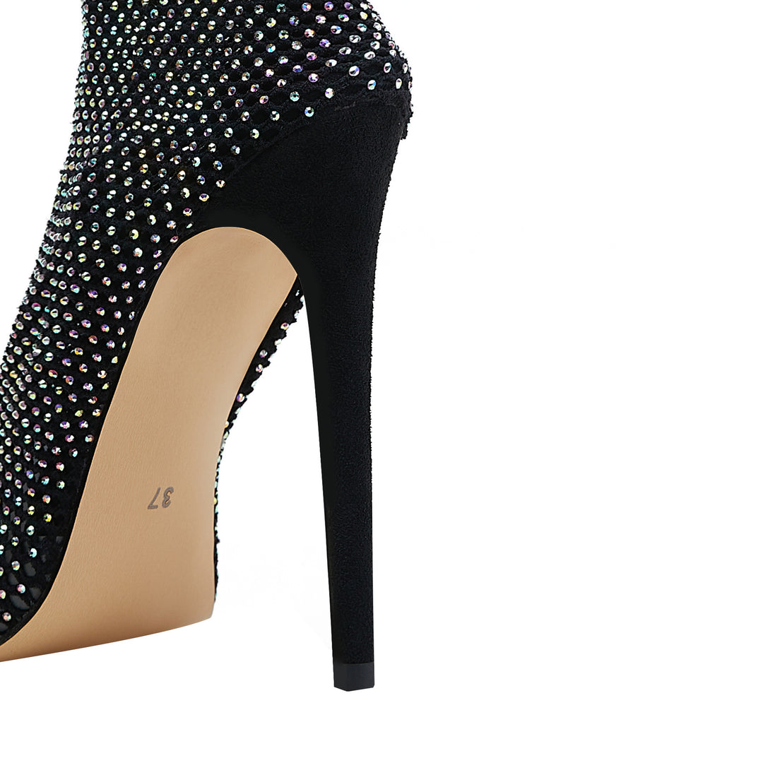 Dame Stiletto Støvler med glitrende Strass-Mesh-detalje Stilla