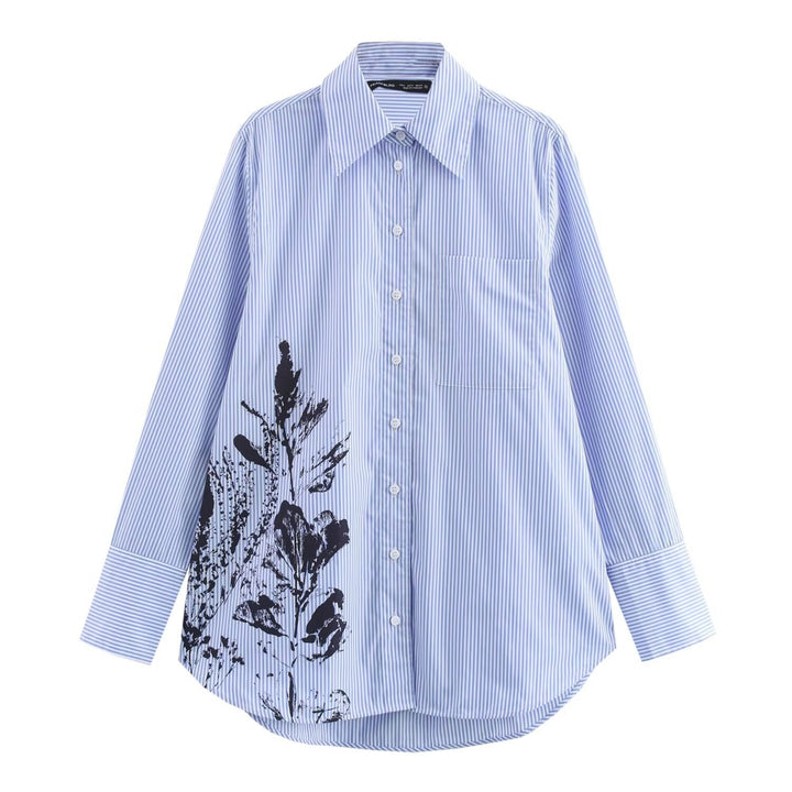 Stilla | Stilfuld Blomstret Print Stribet Langærmet Skjorte Top