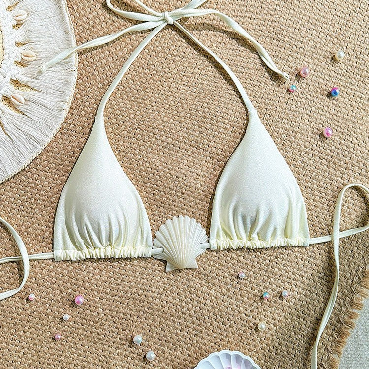 Dame Triangel-Bikini med Musling-Detail Skovae
