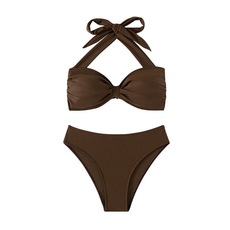 Dame Bikini-sæt med elegante bindebånd og høj taljeskæring Skovae