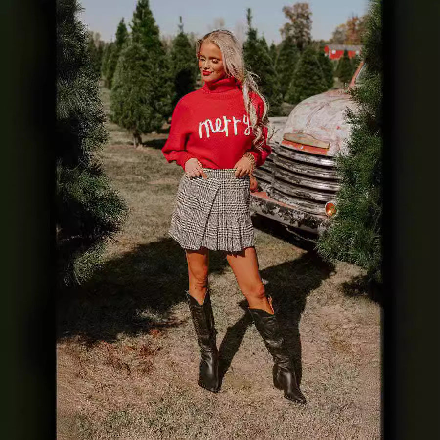 Kvinders turtleneck sweater med festlig tekst Stilla