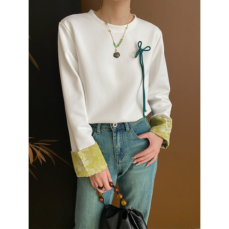 Dame Fashionable Sweatshirt med Blomsterkrave Stilla