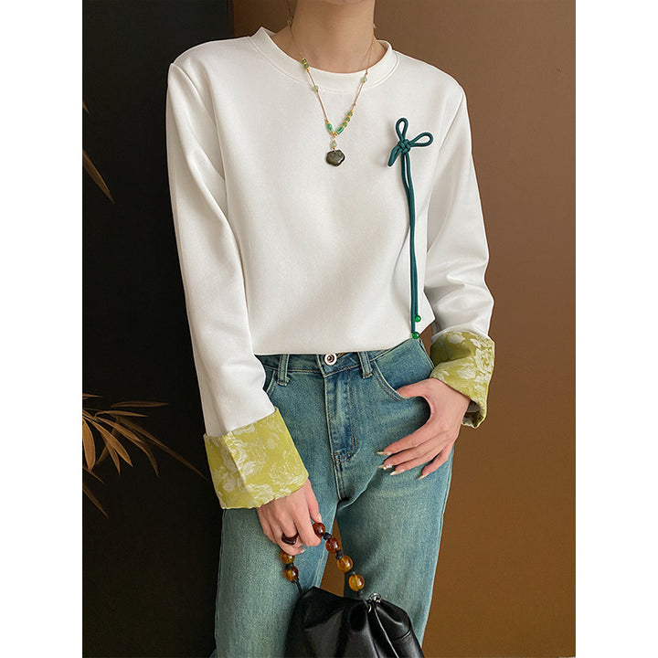 Dame Fashionable Sweatshirt med Blomsterkrave Stilla
