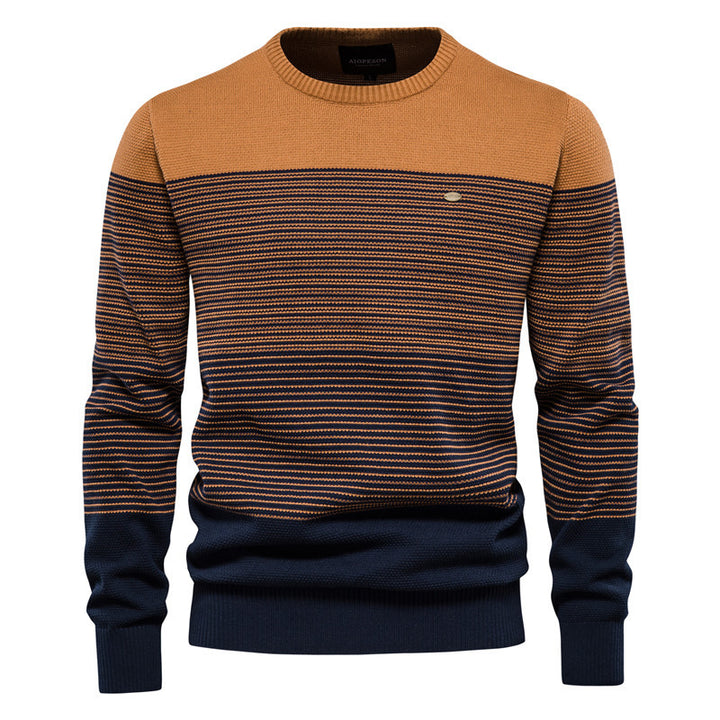 Herre sweater med moderne stribedesign og fint strukturmønster Stilla