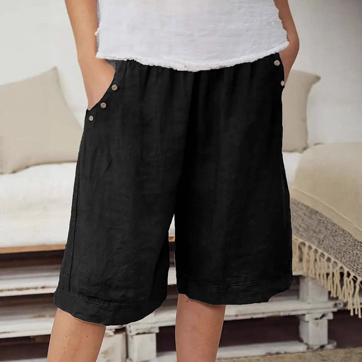Dame Relaxed Fit Knap-Front Linned Shorts Stilla
