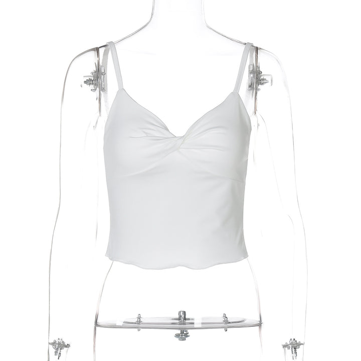 Dame Elegant Spaghetti-top med forførende drapering Skovae