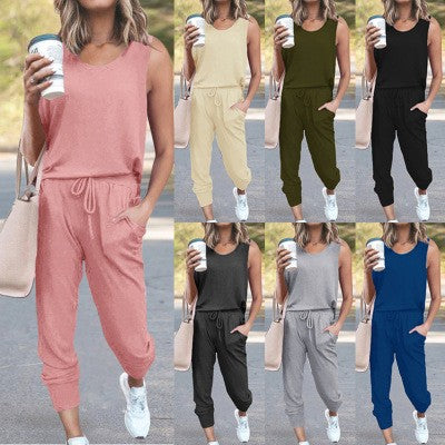 Dame afslappet jumpsuit med justerbar talje snor og praktiske sidelommer Stilla