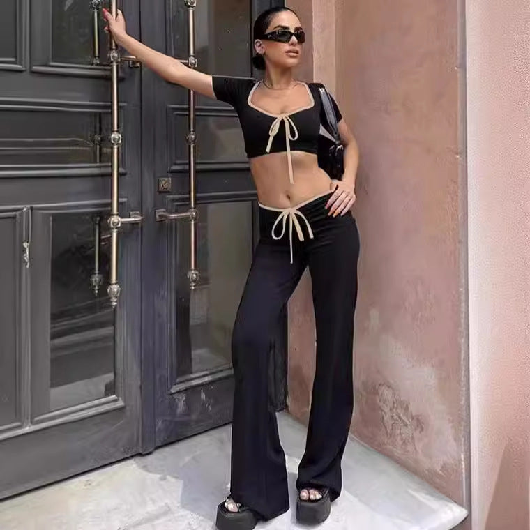 Dame modish cropped top med bred bukseafslutning Skovae