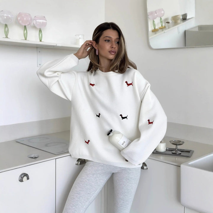 Kvindernes hyggelige sweatshirt med legende dyremotiv Stilla