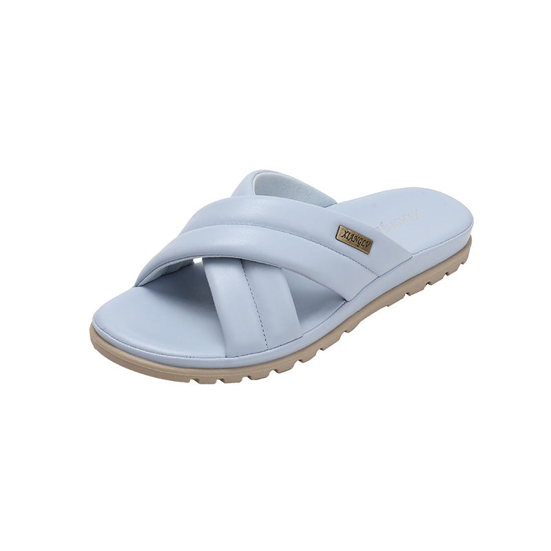 Dame afslappet slides med flettet remdesign Stilla