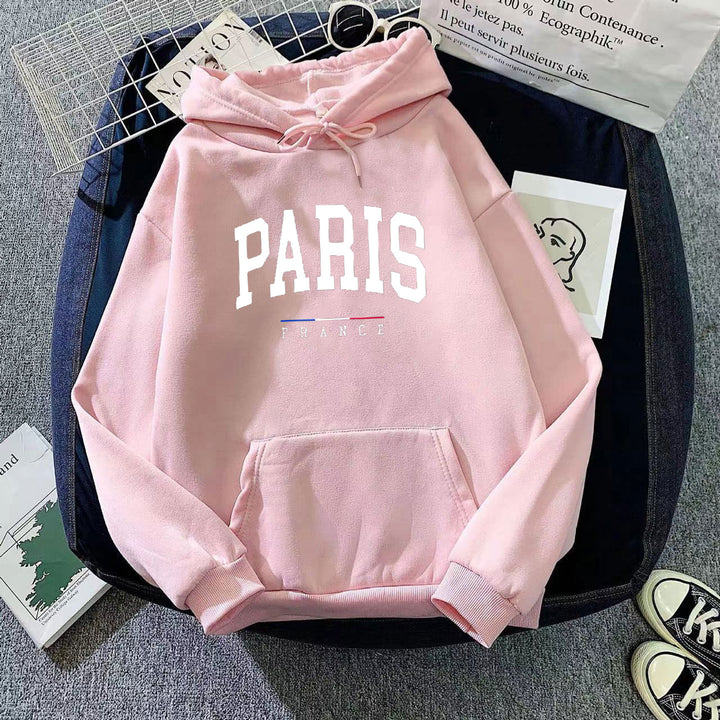 Dame hoodie med stort Paris print Skovae