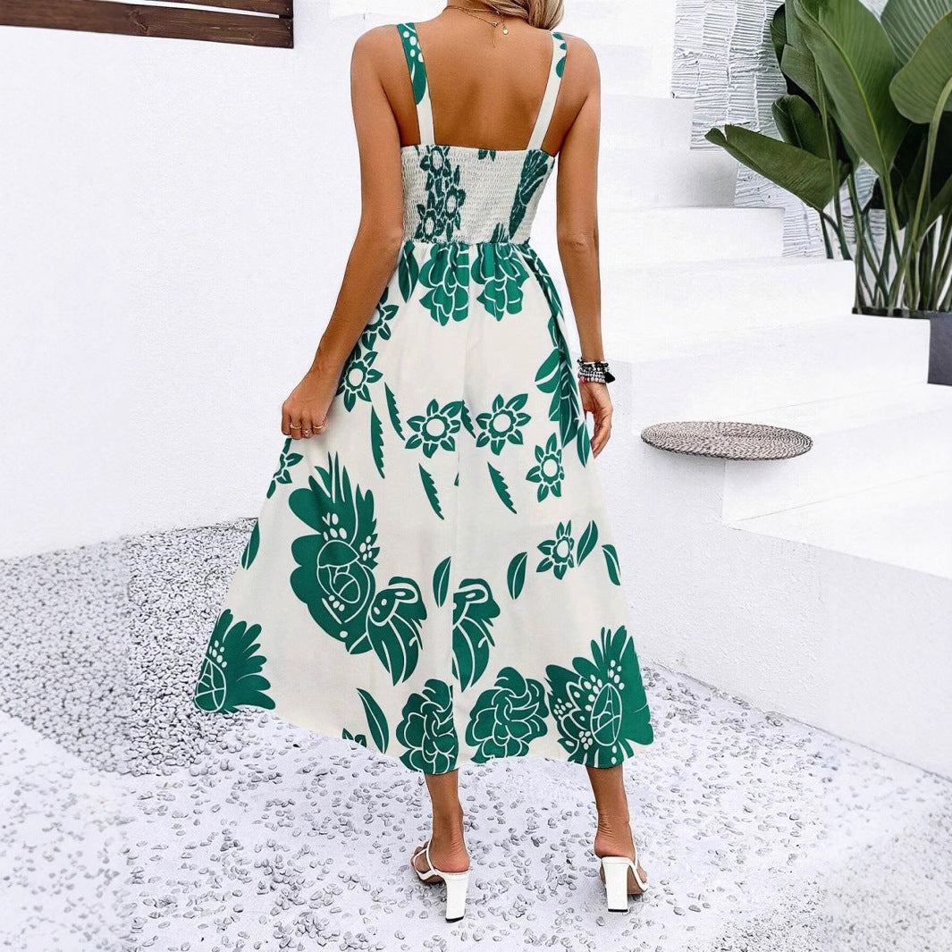 Dame blomsterprint midi kjole Stilla