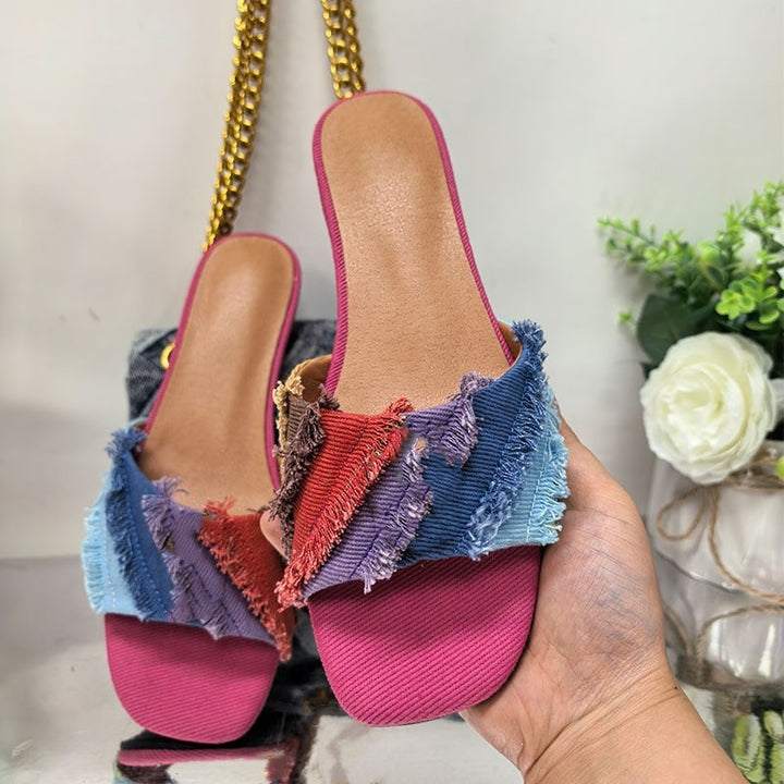 Femme Stilfulde Frynse Slide Sandaler Stilla