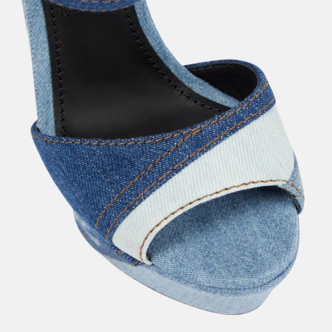 Femme Platform Højhælede Denim Sandaler Stilla