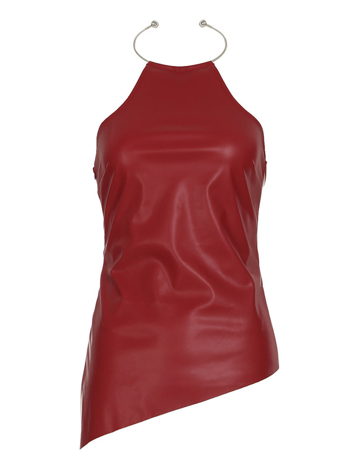Dame Trendy top med asymmetrisk snit og høj krave Skovae