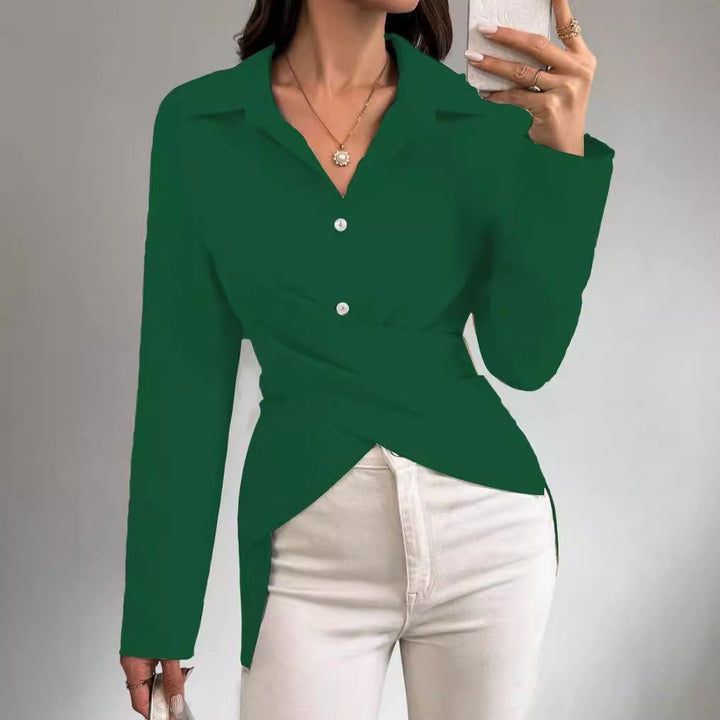 Dame indpakning bluse med elegant krave og raffinerede detaljer Stilla