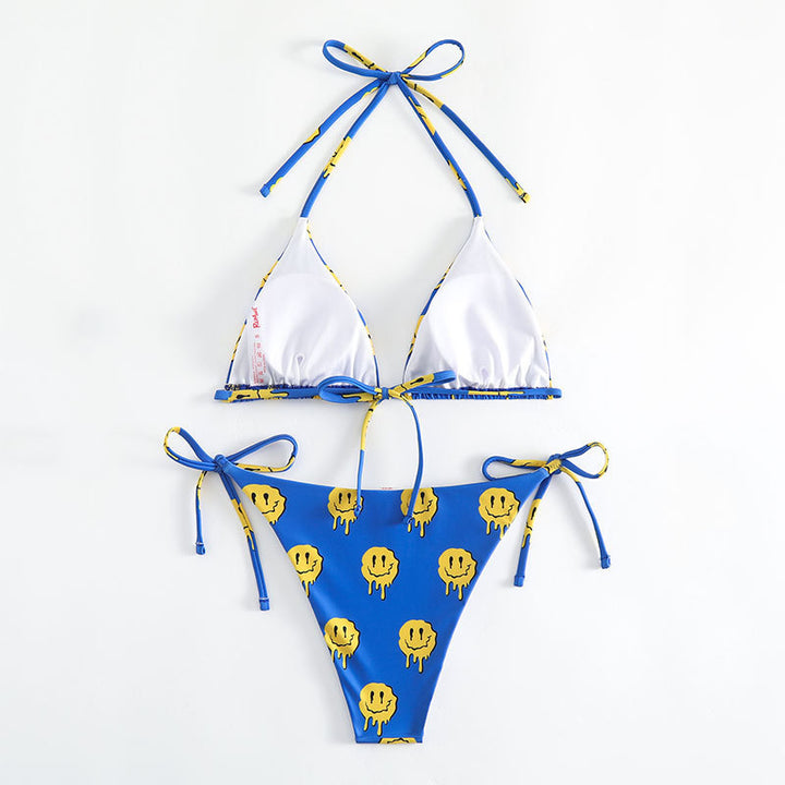 Dame Triangel-Bikini med legende Smiley-tryk Skovae