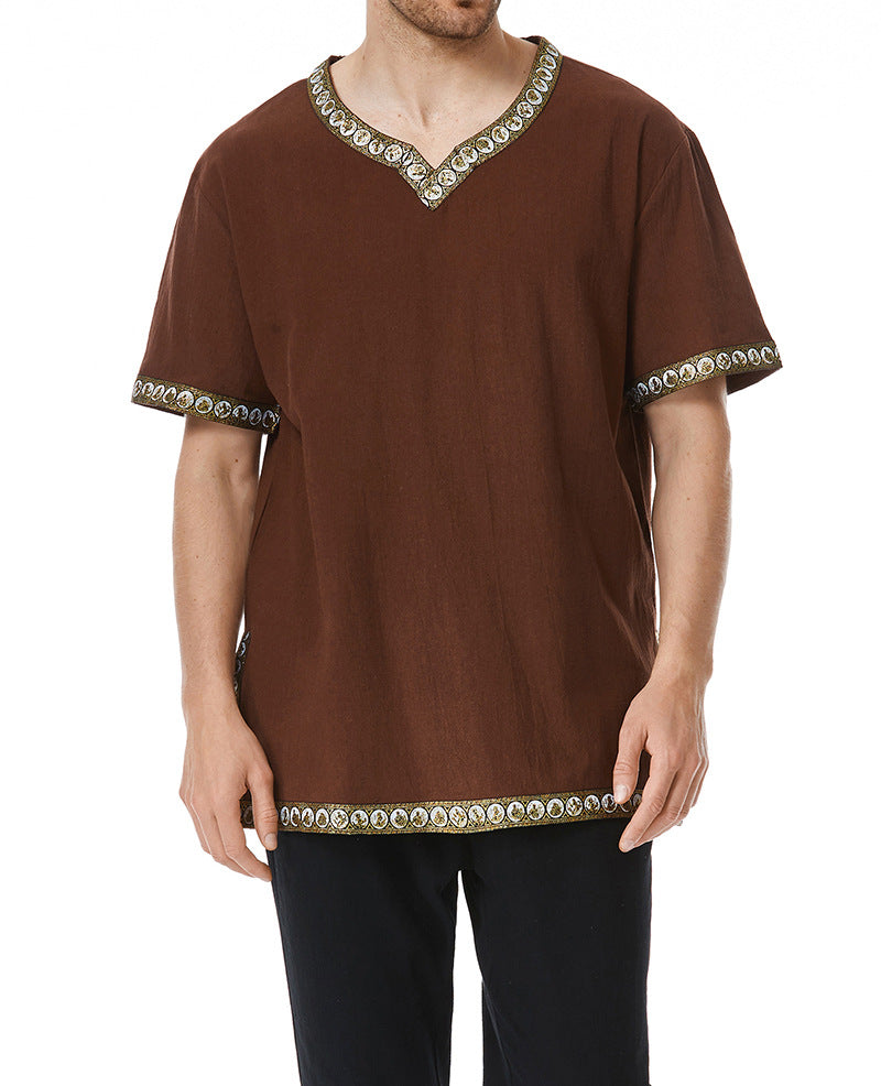 Herrer Broderet V-hals Tunika-top Stilla
