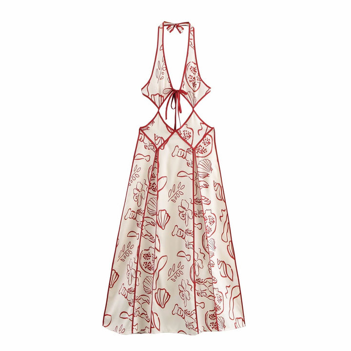 Dame Halterneck Floral Maxi Kjole med Udsnit Detalje Stilla