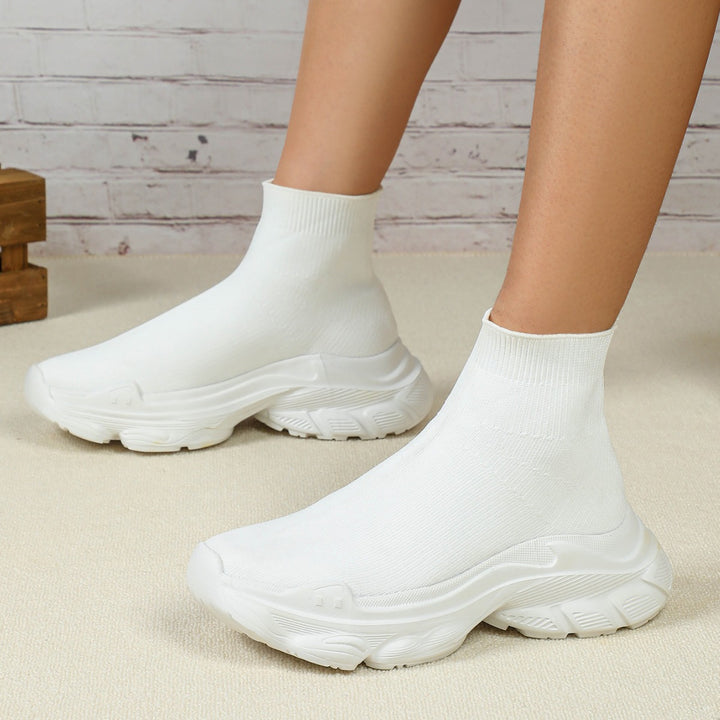 Dame Høj Strik-Sneakers med skridsikker sål Stilla