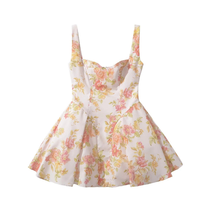 Femme A-linje Floral Print Mini Kjole Stilla