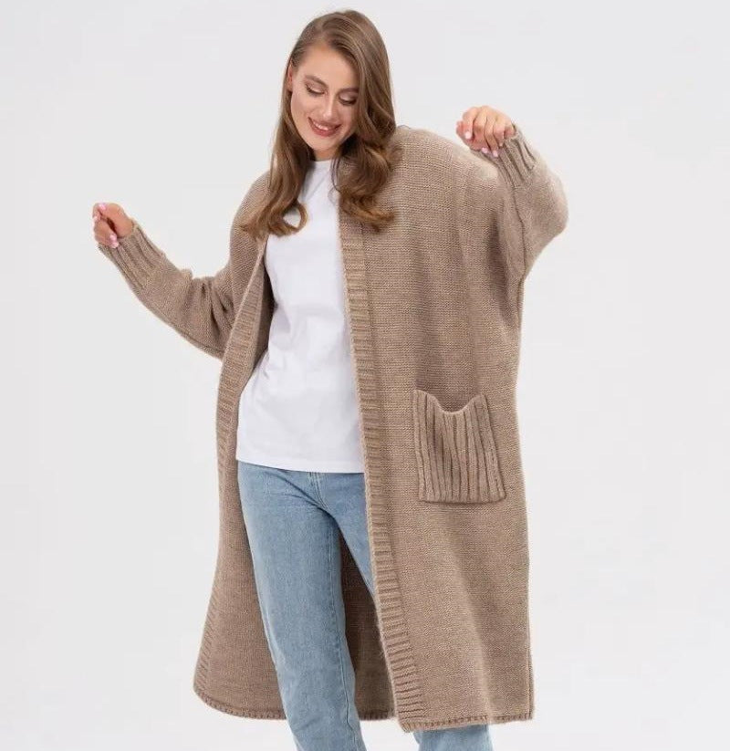 Dame Behagelig Strikfrakke med store lommer og oversized pasform Stilla