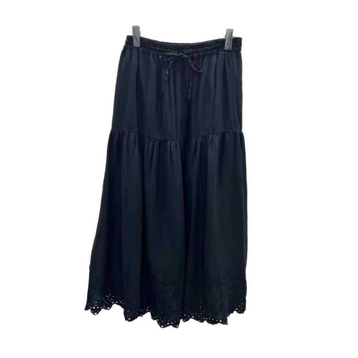 Femme lagdelt Maxi-nederdel med spidstekant Stilla