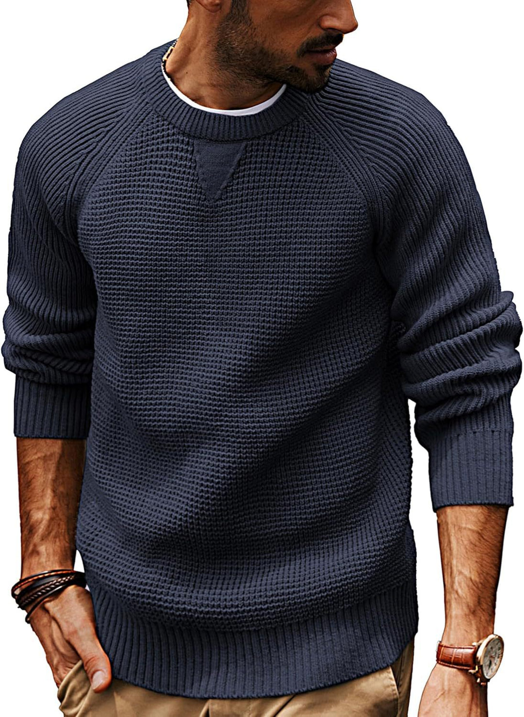 Herre strikkepullover med struktureret design Stilla