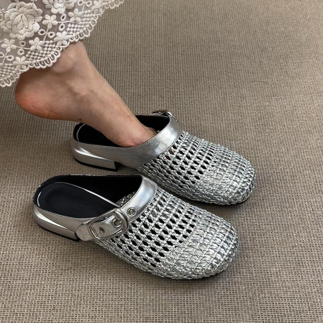 Dame åndbare vævede clogsandaler med justerbar rem Stilla