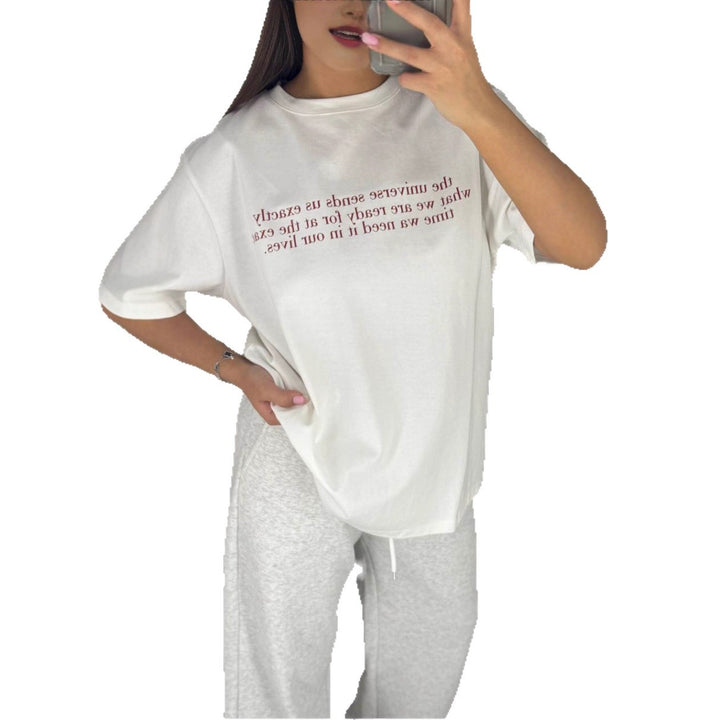 Kvinders afslappede oversized T-shirt med kreativt print Stilla