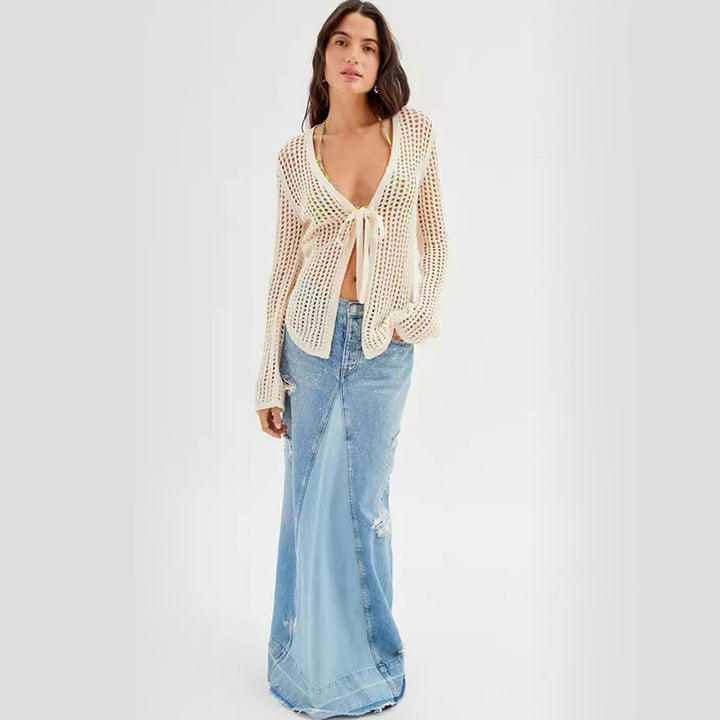 Kvinder Breezy Åben-Strik Cover-Up Cardigan Stilla