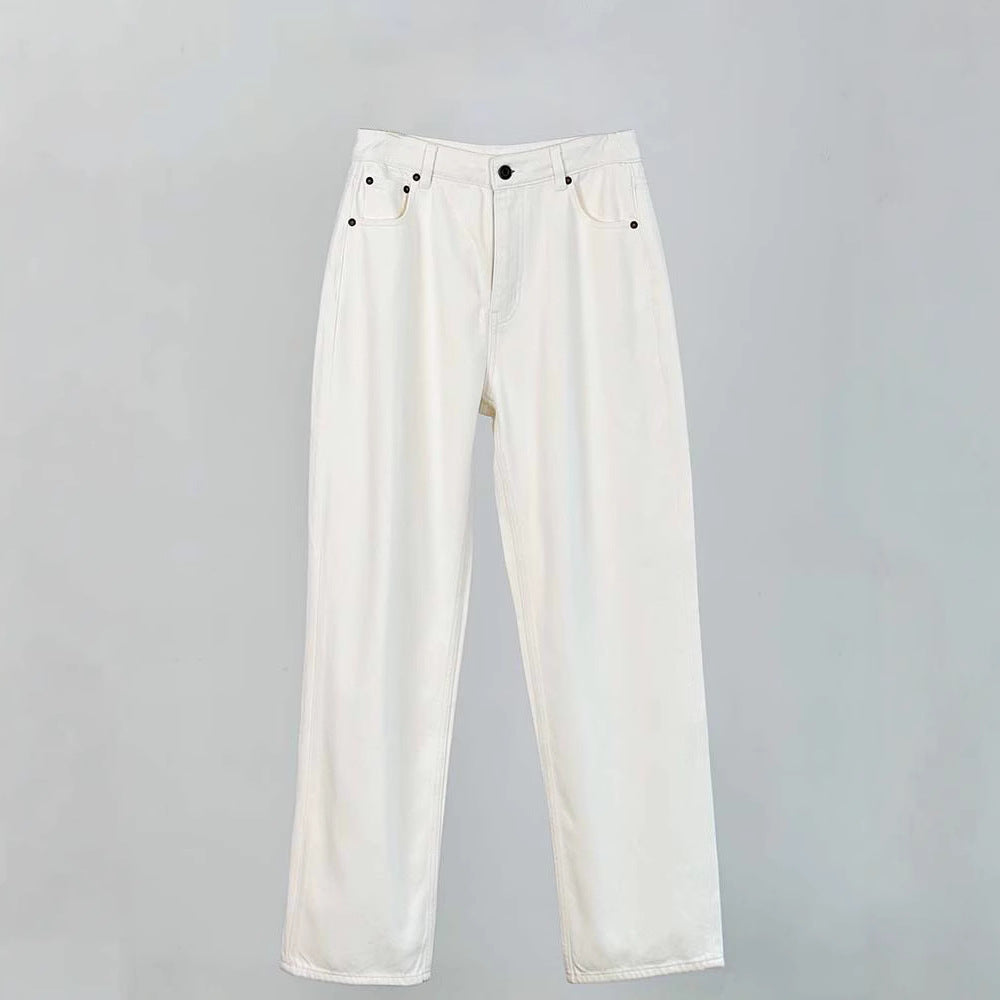 Dame klassiske hvide jeans i afslappet snit Stilla