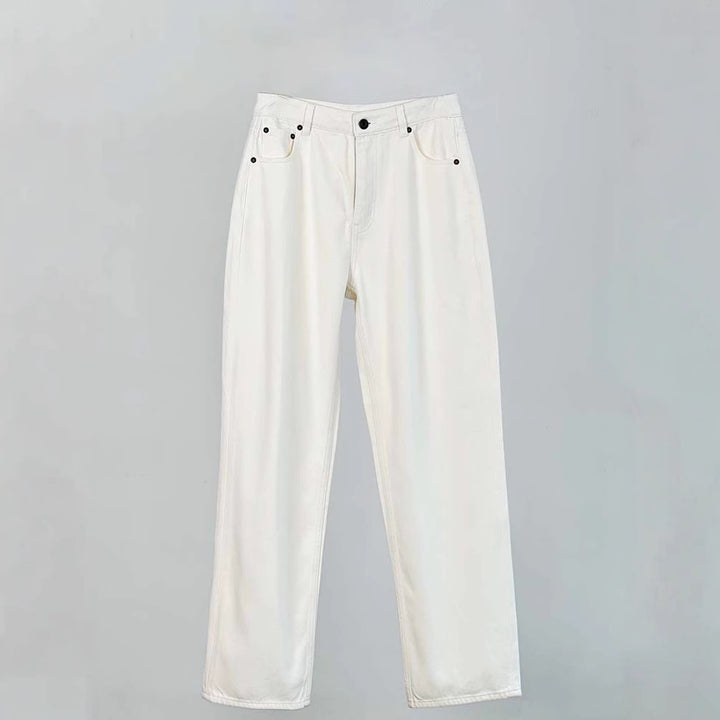 Dame klassiske hvide jeans i afslappet snit Stilla