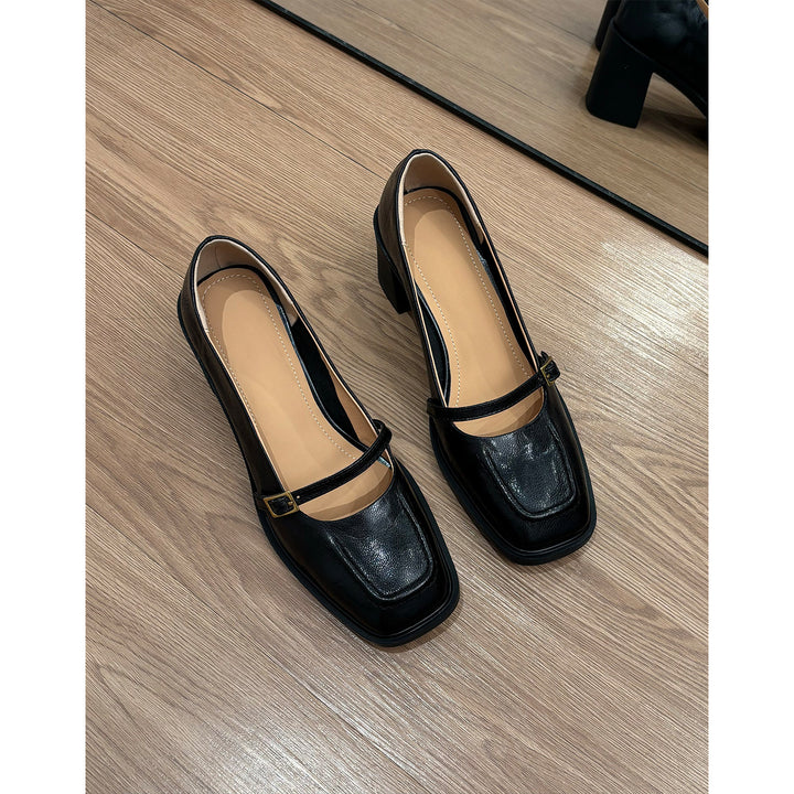 Dame Chunky Blockhæls Mary Jane Pumps med justerbar rem Stilla