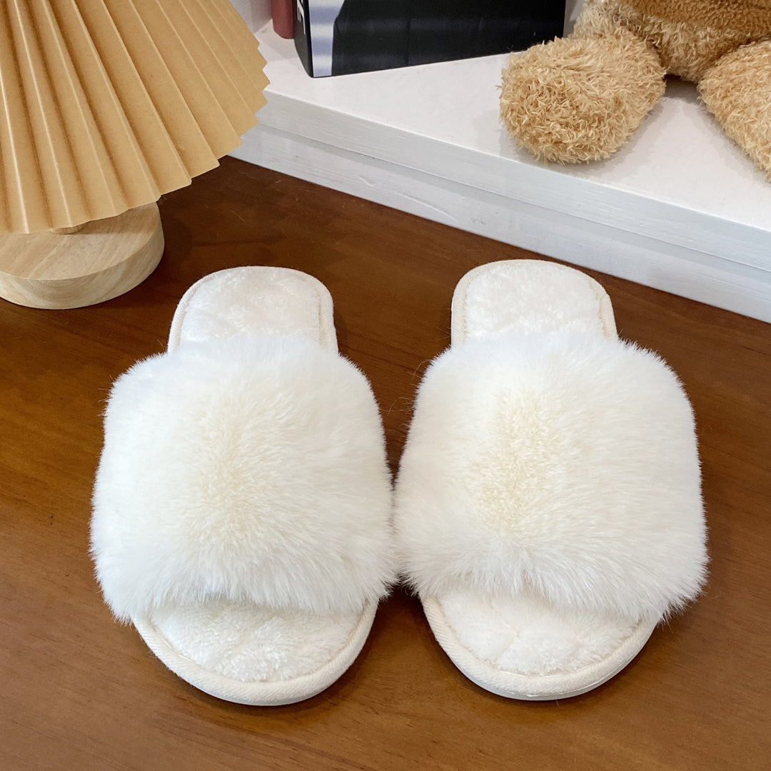 Dame fluffy slippers med luksuriøs kunstpels og skridsikker sål Stilla
