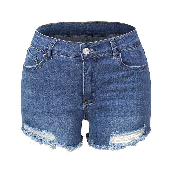 Dame destroyed Denim-shorts i afslappet vintage-stil Stilla