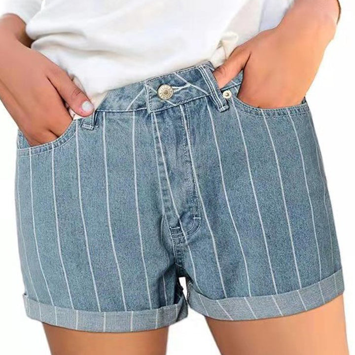 Dame Regular Fit Jeans-Shorts med modestribe mønster Stilla