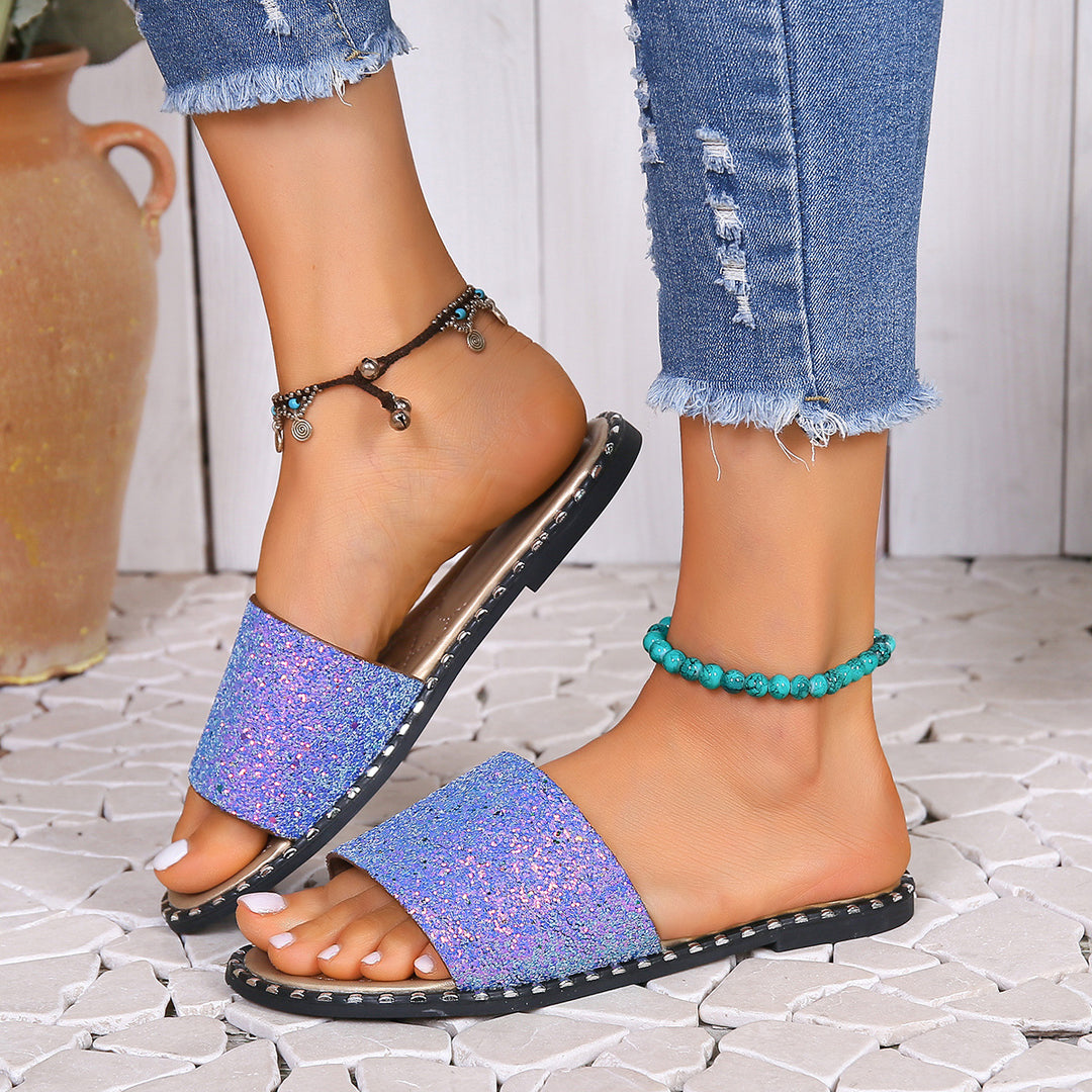 Dame Glitrende Slip-On Sandaler med komfortabel sål og trendy design Stilla