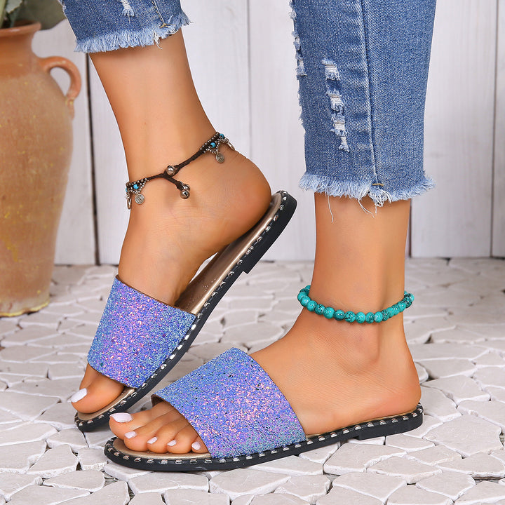 Dame Glitrende Slip-On Sandaler med komfortabel sål og trendy design Stilla