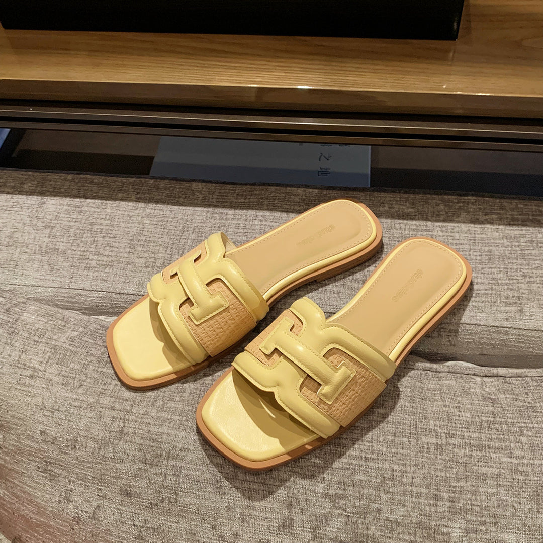 Dame Stilfulde Slide Sandaler med Dekorativt Flettet Rem Stilla