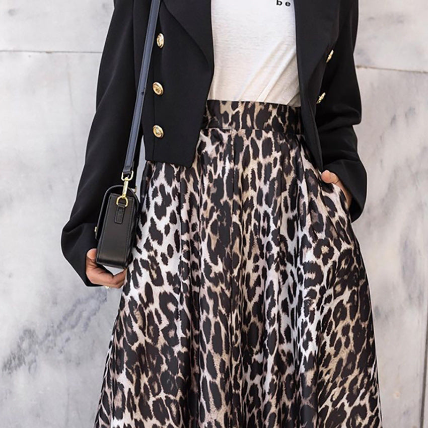 Dame Elegante Maxiskørt i leopardprint med høj talje og glat fald Stilla
