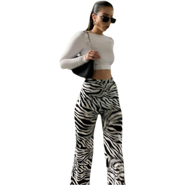 Femme Høj talje Zebra-mønster-bukser Stilla