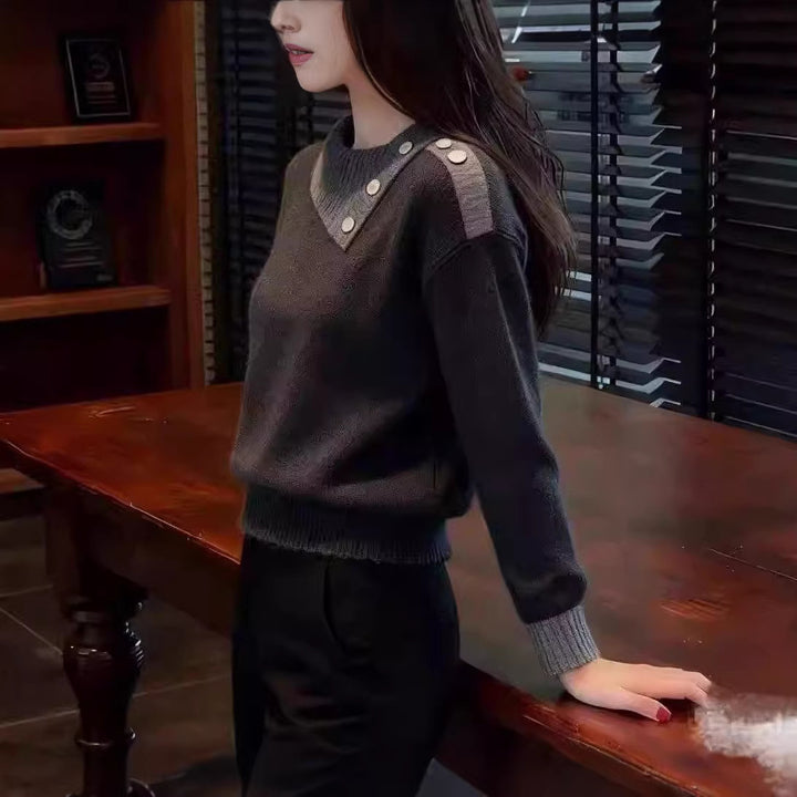 Kvinders mode piqué sweater med knapdetaljer Stilla
