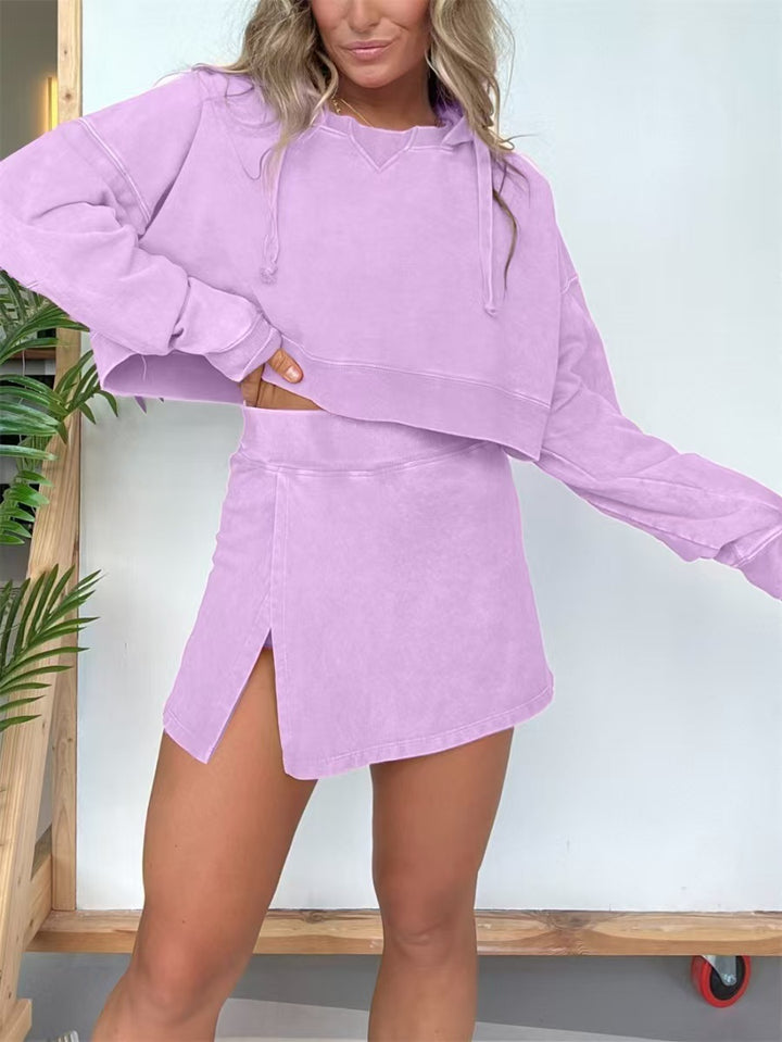 Dame Crop-Top og Mini-Nederdel Sæt Stilla