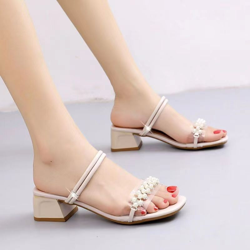Dame elegante Slingback Sandaler med fashionable kæde-detalje og komfortabel blokhæl Stilla