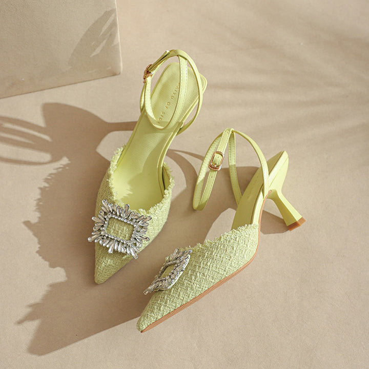 Damer elegante Slingback-hæle med blomsterdekorationer Stilla