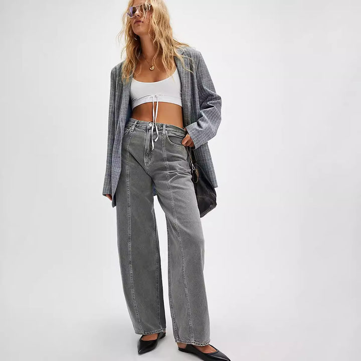 Dame bredt skåret jeans med høj talje Stilla