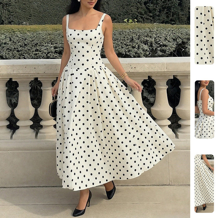 Kvinder Elegant Prikket Maxi Kjole Stilla
