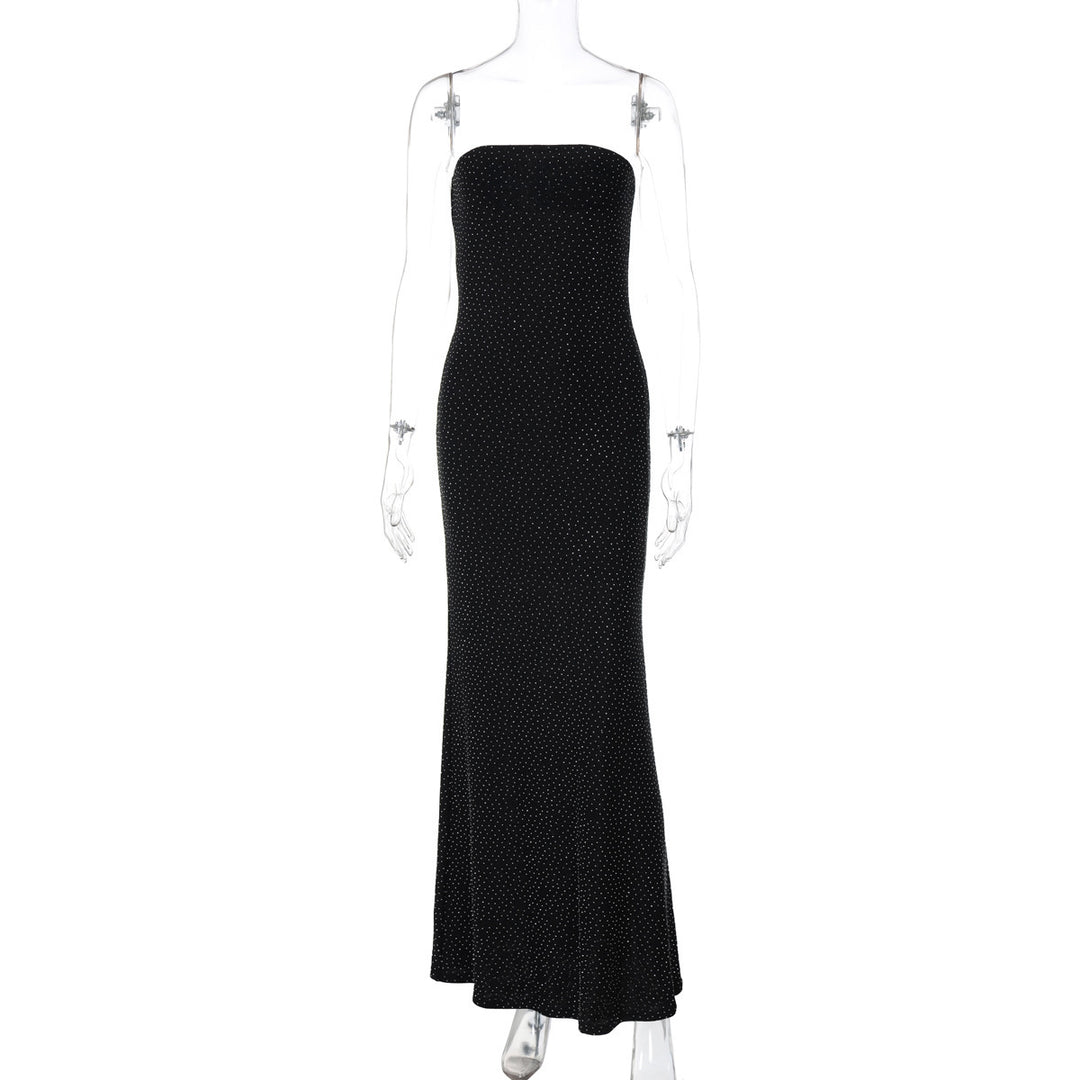 Dame Elegant Maxikjole med skulderfri design og glitrende accenter Stilla