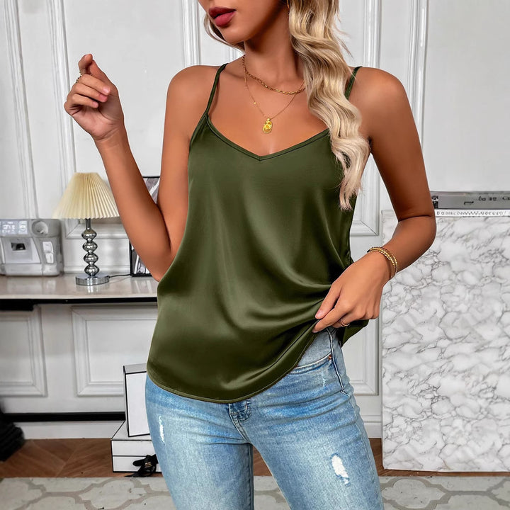 Dame Silke Satin V-udskæring Cami Top Stilla